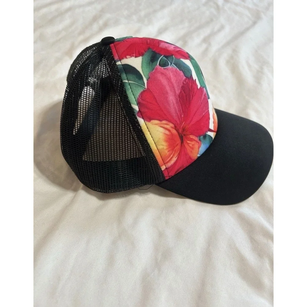 Surfware Hawaiian Classics Aloha Floral Trucker Hat Black Mesh Snapback Cap